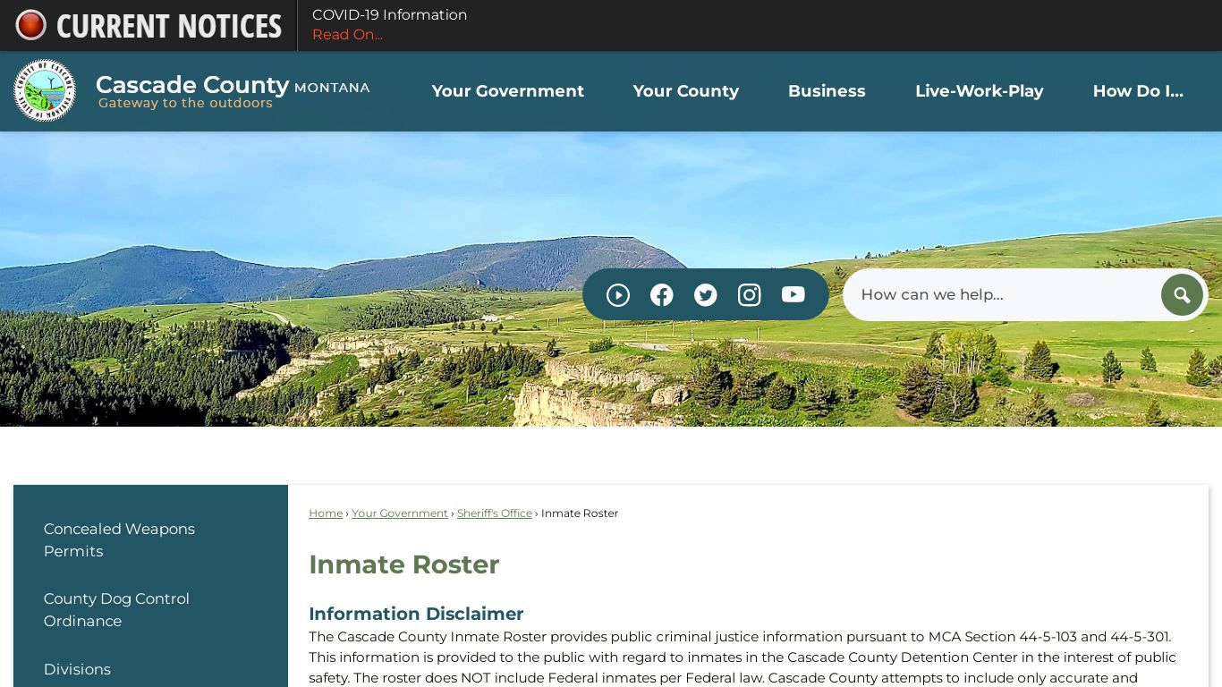 Inmate Roster | Cascade County, MT